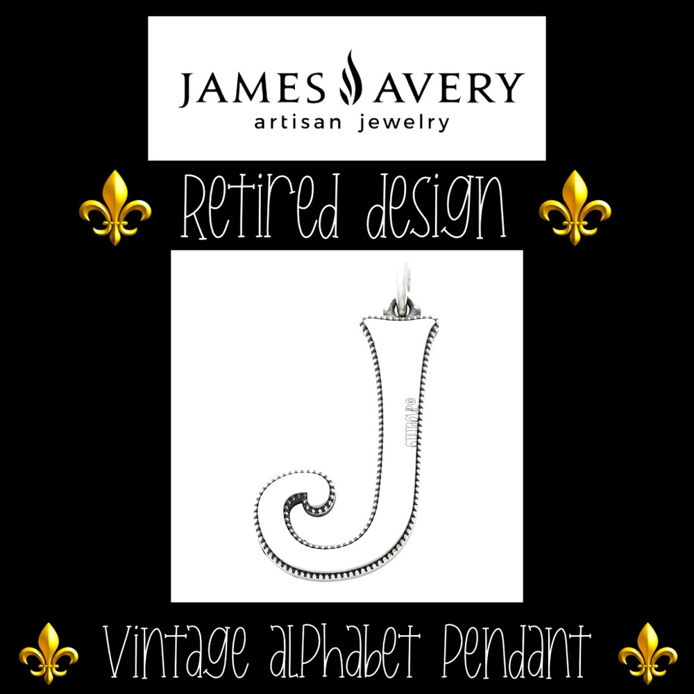 James Avery Vintage Alphabet Letter “J” Pendant RETIRED DESIGN